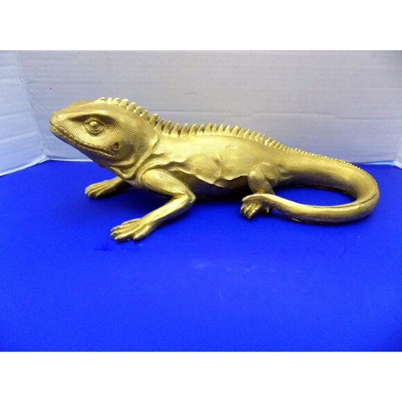 NEW Iguana Lizard Figurine Statue Home Decor Gold Iguana - Picture 1 of 5